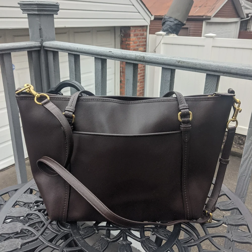 🔥FREE SHIPPING ❤️ HOST PICK🔥Coach Peyton Brown Leather Pocket Tote Satchel Bag - Picture 2 of 5